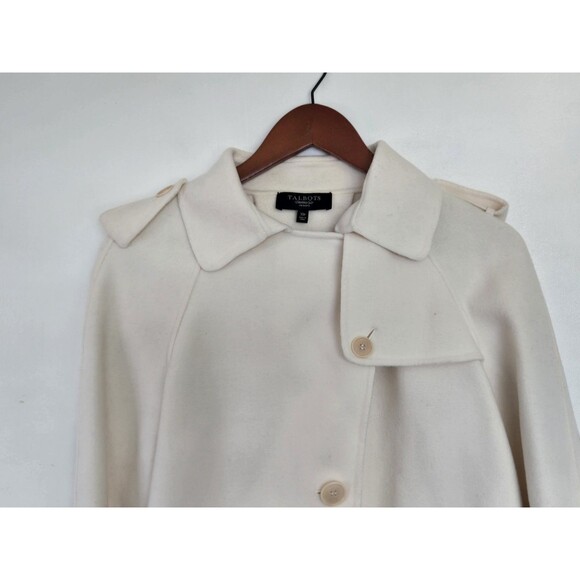 Talbots Coat Womens 10P Cropped White Wool Blend Peacoat Winter Old Money Classy - Picture 2 of 9